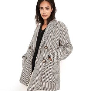 MADEWELL Padded Shoulder Blazer in houndstooth/plaid XL